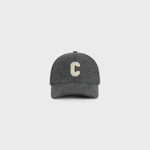 Initial cap in vintage black denim