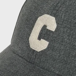 Initial cap in vintage black denim