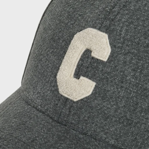 Initial cap in vintage black denim