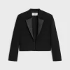 jacket in satin-lined double faced wool crepe