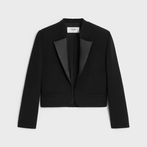 jacket in satin-lined double faced wool crepe