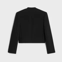 jacket in satin-lined double faced wool crepe