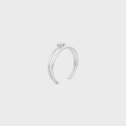 Knot Double Cuff in Brass with Rhodium Finish