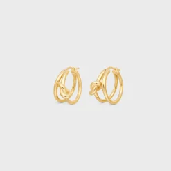 Knot Double Hoops in Brass with Gold Finish