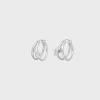 Knot Double Hoops in Brass with Rhodium Finish
