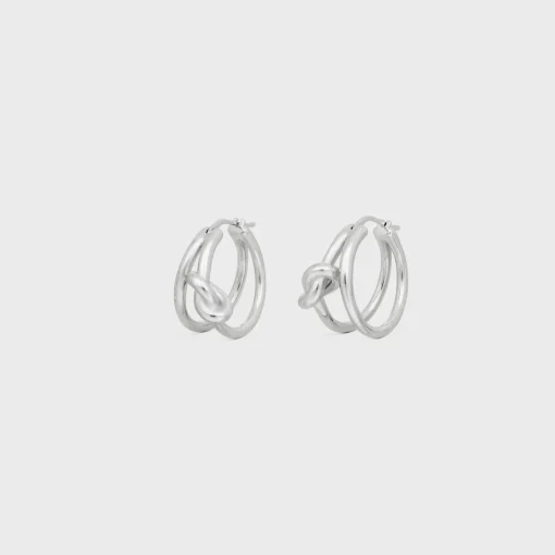 Knot Double Hoops in Brass with Rhodium Finish