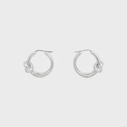 Knot Double Hoops in Brass with Rhodium Finish