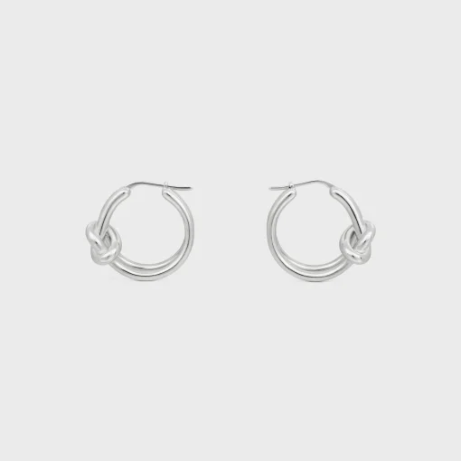 Knot Double Hoops in Brass with Rhodium Finish