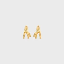 Knot Double Hoops in Brass with Gold Finish
