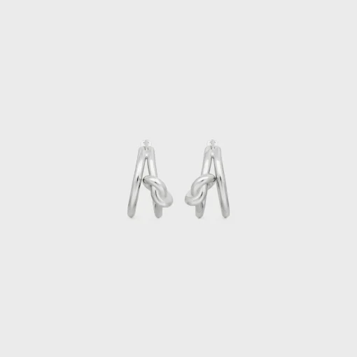 Knot Double Hoops in Brass with Rhodium Finish