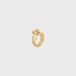 Knot Double Ring in Brass with Gold Finish