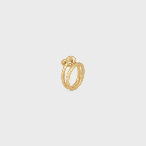 Knot Double Ring in Brass with Gold Finish