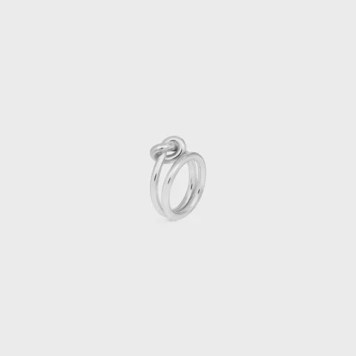 Knot Double Ring in Brass with Rhodium Finish
