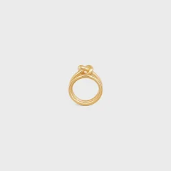 Knot Double Ring in Brass with Gold Finish