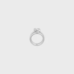 Knot Double Ring in Brass with Rhodium Finish