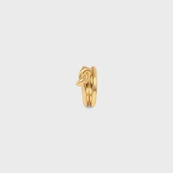 Knot Double Ring in Brass with Gold Finish