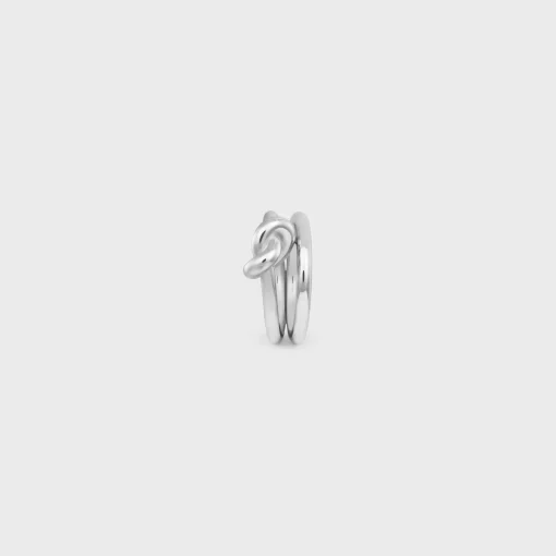 Knot Double Ring in Brass with Rhodium Finish