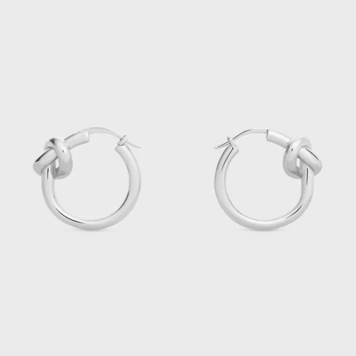 Knot Small Hoops in Brass with Rhodium finish