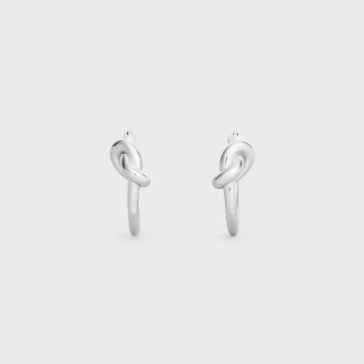 Knot Small Hoops in Brass with Rhodium finish