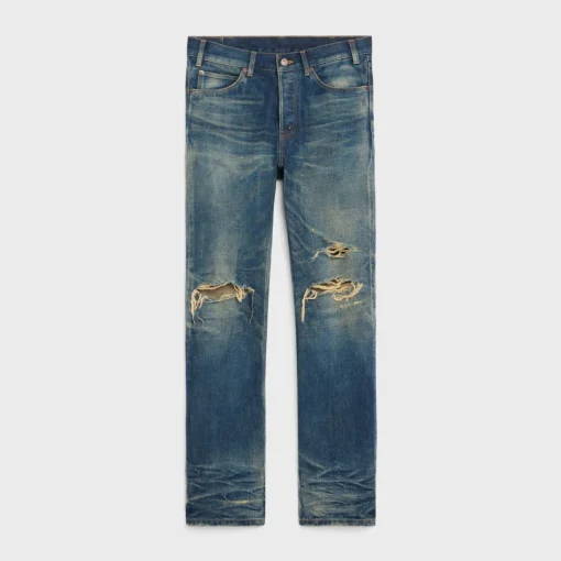 kurt jeans in destroyed blue marble denim