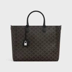 Large cabas in Triomphe canvas and calfskin