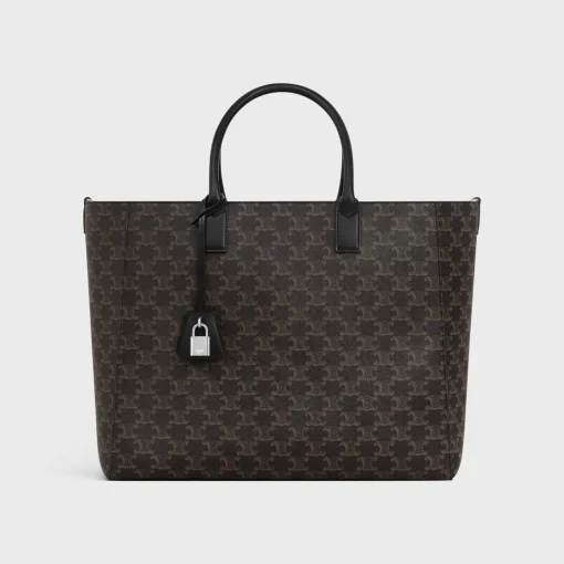 Large cabas in Triomphe canvas and calfskin