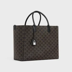 Large cabas in Triomphe canvas and calfskin