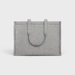 Large Cabas Thais in STRIPED TEXTILE