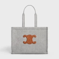 Large Cabas Thais in STRIPED TEXTILE