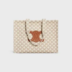Large Cabas Thais in TEXTILE WITH TRIOMPHE CANVAS PRINT AND CALFSKIN