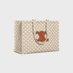Large Cabas Thais in TEXTILE WITH TRIOMPHE CANVAS PRINT AND CALFSKIN