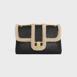 LARGE CELINE VICTOIRE BAG in CREASED LAMBSKIN AND SHEARLING