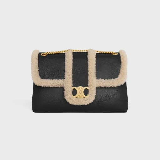 LARGE CELINE VICTOIRE BAG in CREASED LAMBSKIN AND SHEARLING
