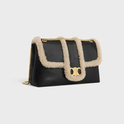 LARGE CELINE VICTOIRE BAG in CREASED LAMBSKIN AND SHEARLING