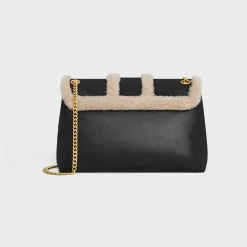 LARGE CELINE VICTOIRE BAG in CREASED LAMBSKIN AND SHEARLING