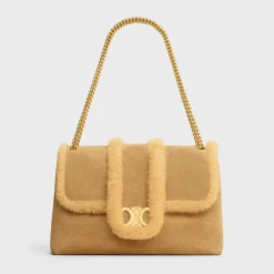 LARGE CELINE VICTOIRE BAG in SUEDE CALFSKIN AND SHEARLING