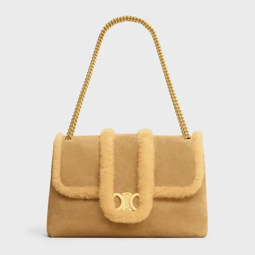 LARGE CELINE VICTOIRE BAG in SUEDE CALFSKIN AND SHEARLING