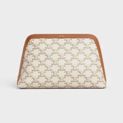 LARGE COSMETIC POUCH IN TRIOMPHE CANVAS AND CALFSKIN