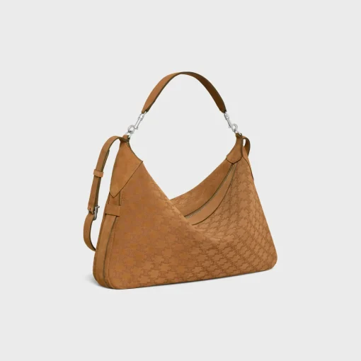 Large Strap Romy in SUEDE CALFSKIN WITH TRIOMPHE ALL OVER
