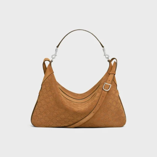 Large Strap Romy in SUEDE CALFSKIN WITH TRIOMPHE ALL OVER