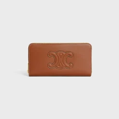 LARGE ZIPPED WALLET CUIR TRIOMPHE IN SMOOTH CALFSKIN