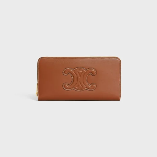 LARGE ZIPPED WALLET CUIR TRIOMPHE IN SMOOTH CALFSKIN