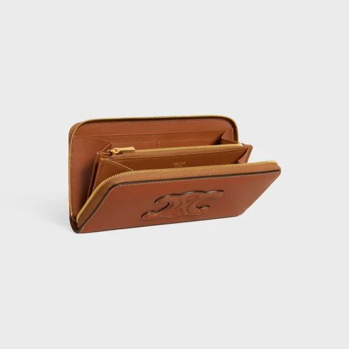 LARGE ZIPPED WALLET CUIR TRIOMPHE IN SMOOTH CALFSKIN