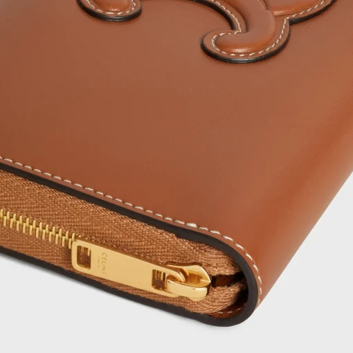 LARGE ZIPPED WALLET CUIR TRIOMPHE IN SMOOTH CALFSKIN