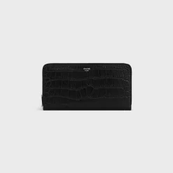 Large zipped wallet in Crocodile Embossed Calfskin