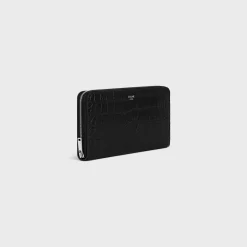 Large zipped wallet in Crocodile Embossed Calfskin
