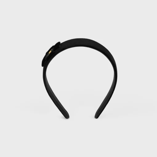 Le Soir Ribbon Headband in Polyester, Calfskin and Brass with Gold Finish