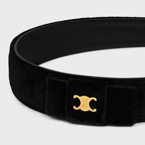 Le Soir Ribbon Headband in Polyester, Calfskin and Brass with Gold Finish