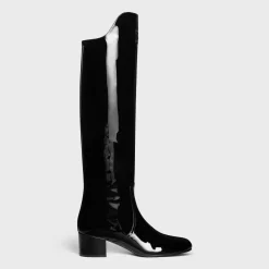 LES BOTTES CELINE TRIOMPHE UNDER THE KNEE BOOT in PATENT CALFSKIN