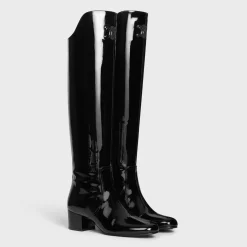 LES BOTTES CELINE TRIOMPHE UNDER THE KNEE BOOT in PATENT CALFSKIN